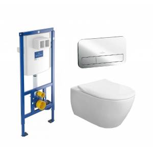 Комплект унитаз безободковый Villeroy&Boch Subway 2.0 Direct Flush и инсталляция ViConnect